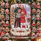 Personalized Family Advent Calendar with 24 Custom Photo Acrylic Ornaments, Wooden Christmas Countdown Box, Custom Holiday Gift for Family