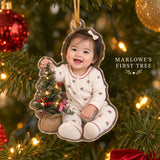 Personalized Baby First Christmas Custom Photo Ornament, Custom Shaped Acrylic Newborn Keepsake, Holiday Gift for Parents and Grandparents