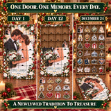 Personalized Newlywed Advent Calendar with 24 Custom Photo Acrylic Ornaments, Our First Christmas Married Gift, Wedding Keepsake for Couple