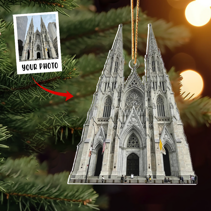 Custom Photo Ornament, Church Photo Ornament, Jesus, God Lover Gifts, Personalized Christmas Gifts for Pastor, Priest, Vicar  | Church 2