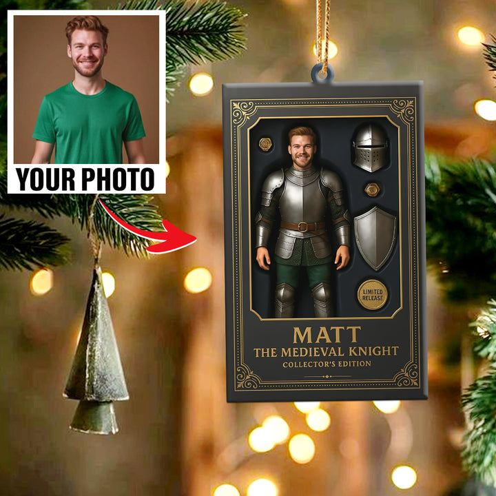 Turn Your Photo into an Action Figure - Custom Photo Ornament Toy Box Portrait | Medieval Knight
