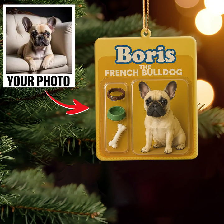 Turn Your Photo into an Action Figure - Custom Photo Ornament Toy Box Portrait | French Bulldog