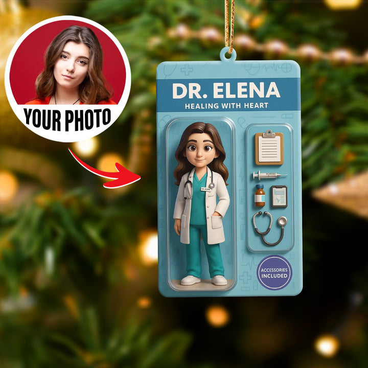 Turn Your Photo into an Action Figure - Custom Photo Ornament Toy Box Portrait | Doctor