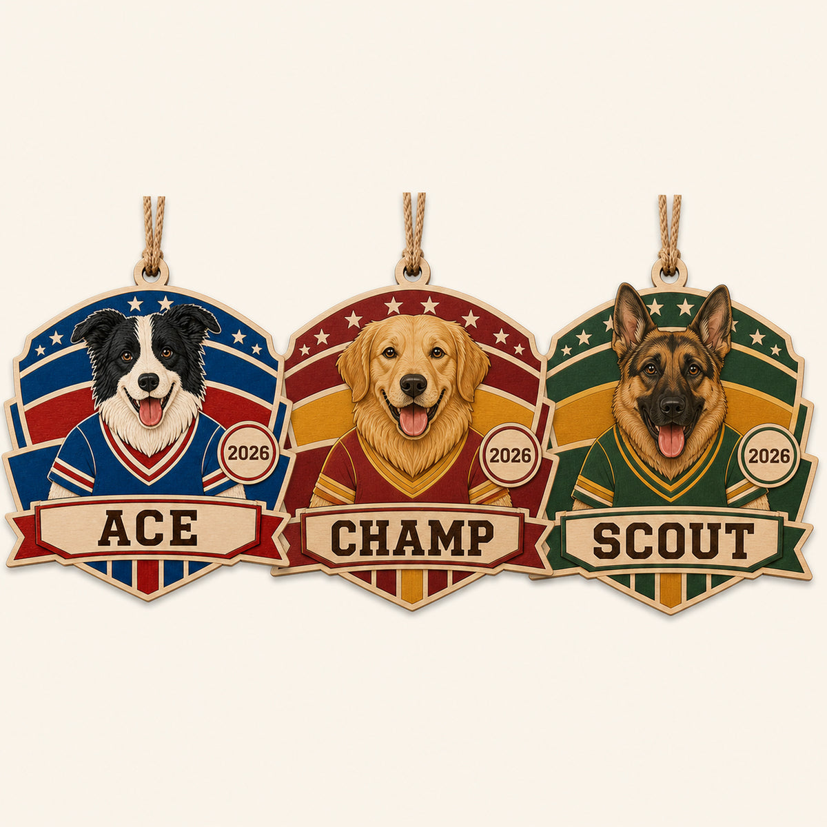 Personalized Sports Jersey Pup Photo Wood Ornament - Custom Pet Keepsake - image 4