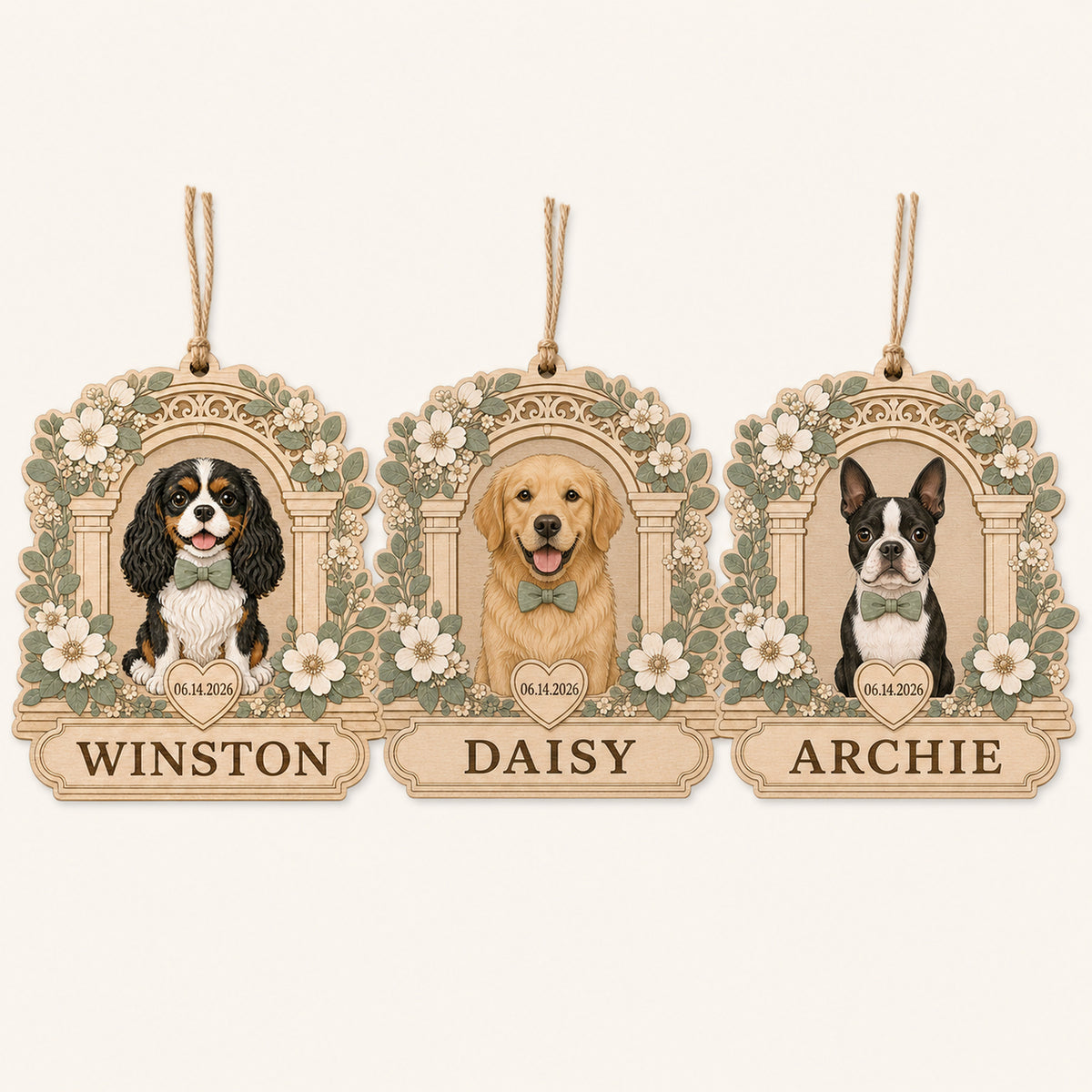 Personalized Wedding Pup Photo Wood Ornament - Custom Pet Keepsake - image 4