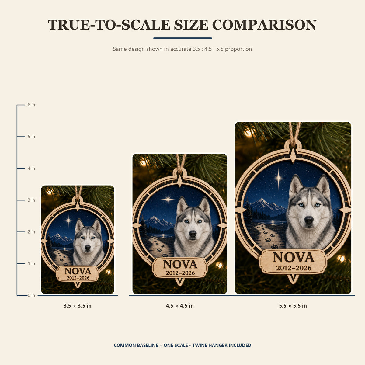 Personalized Moonlit Trail Compass Pet Memorial Photo Wood Ornament - Custom Pet Keepsake - image 6