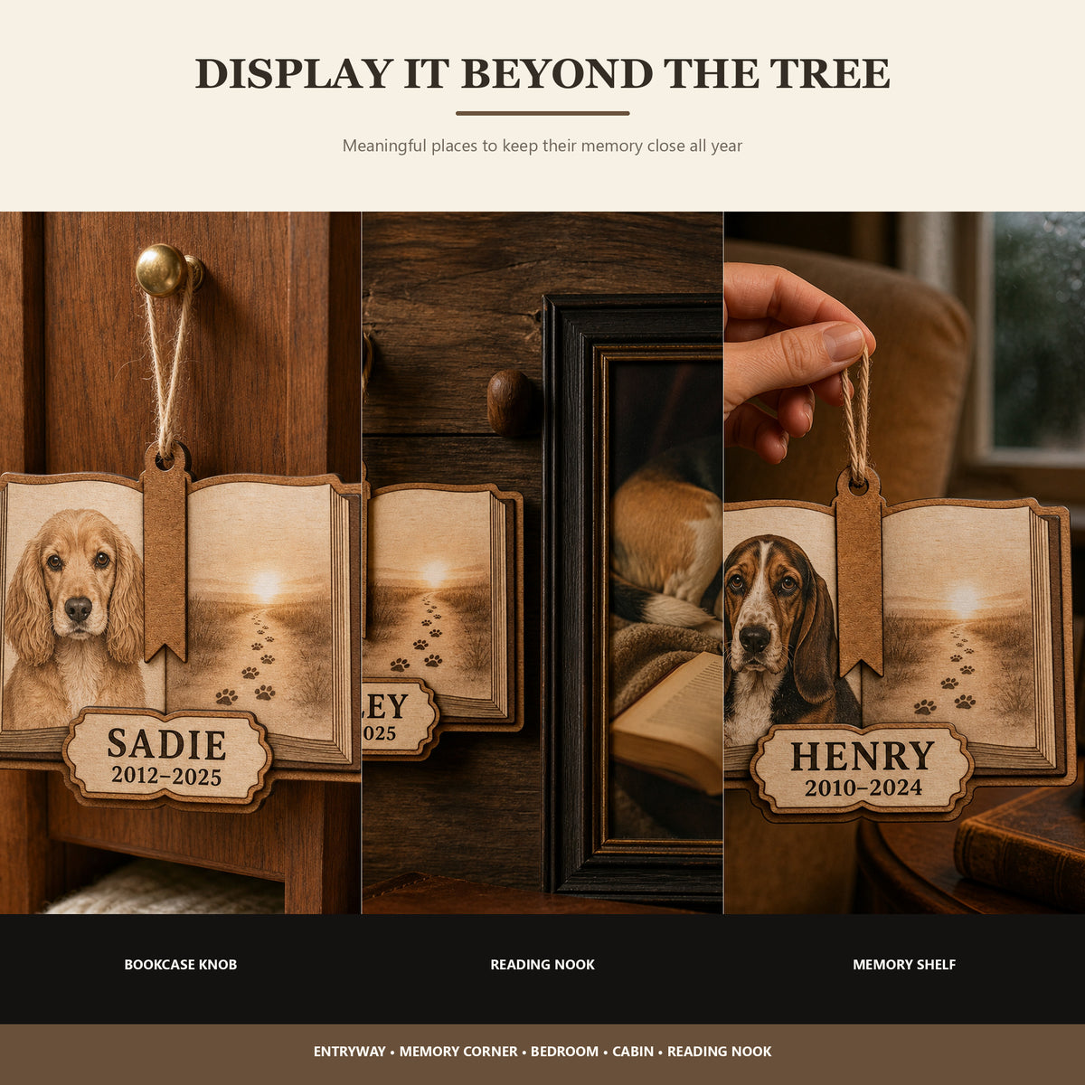 Personalized Storybook Chapter Pet Memorial Photo Wood Ornament - Custom Pet Keepsake - image 2