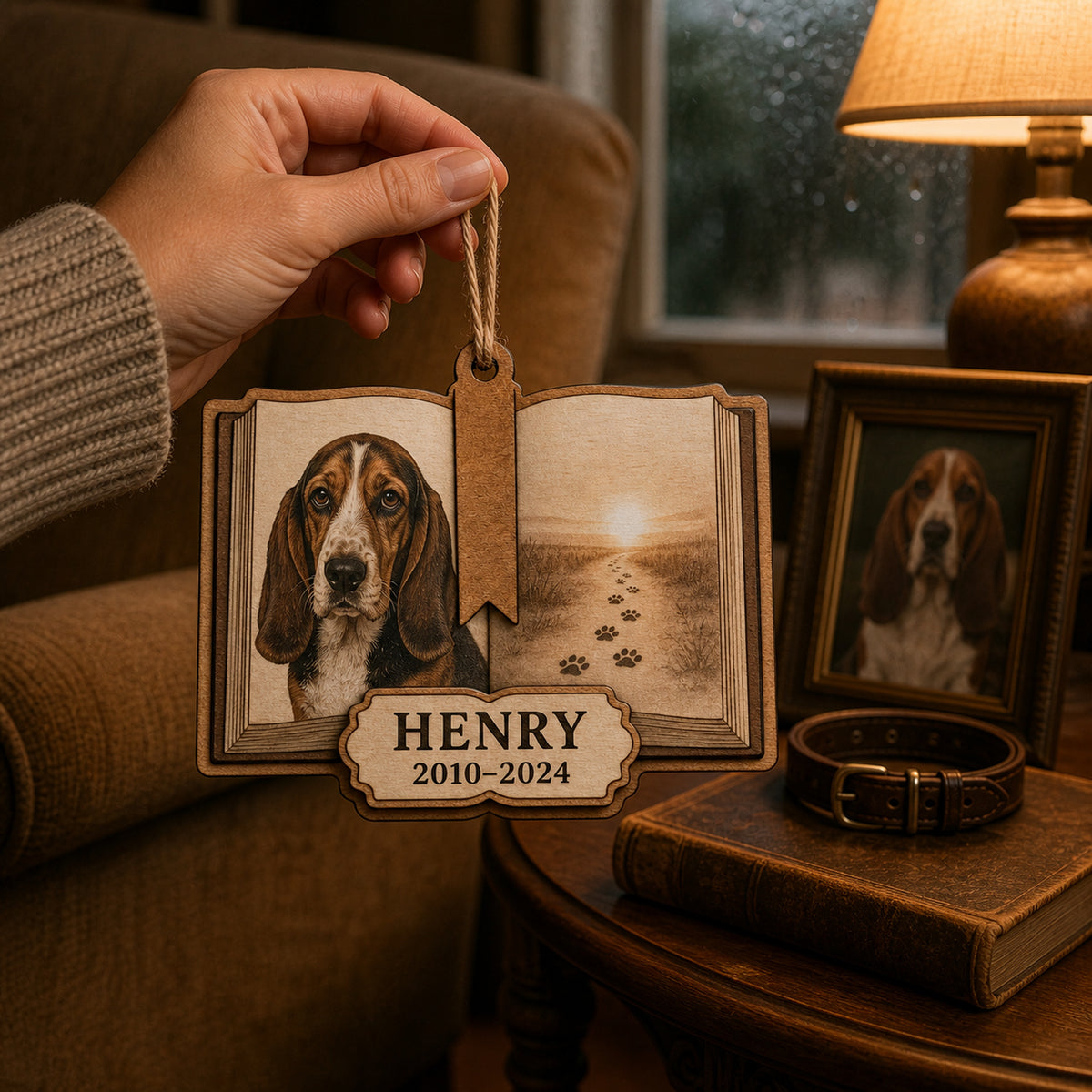 Personalized Storybook Chapter Pet Memorial Photo Wood Ornament - Custom Pet Keepsake - image 4