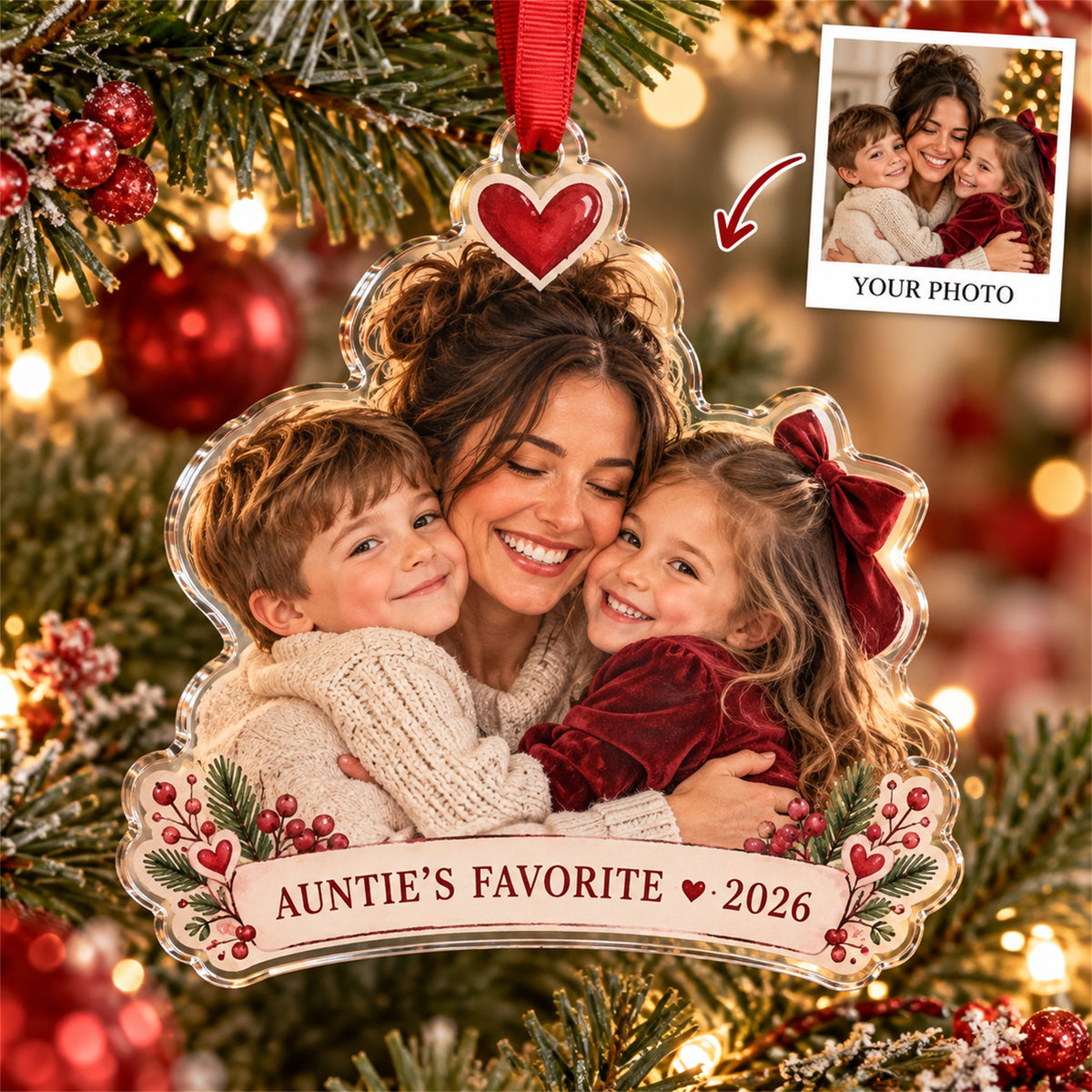 Personalized Auntie Acrylic Ornament - Custom Photo Keepsake - image 1