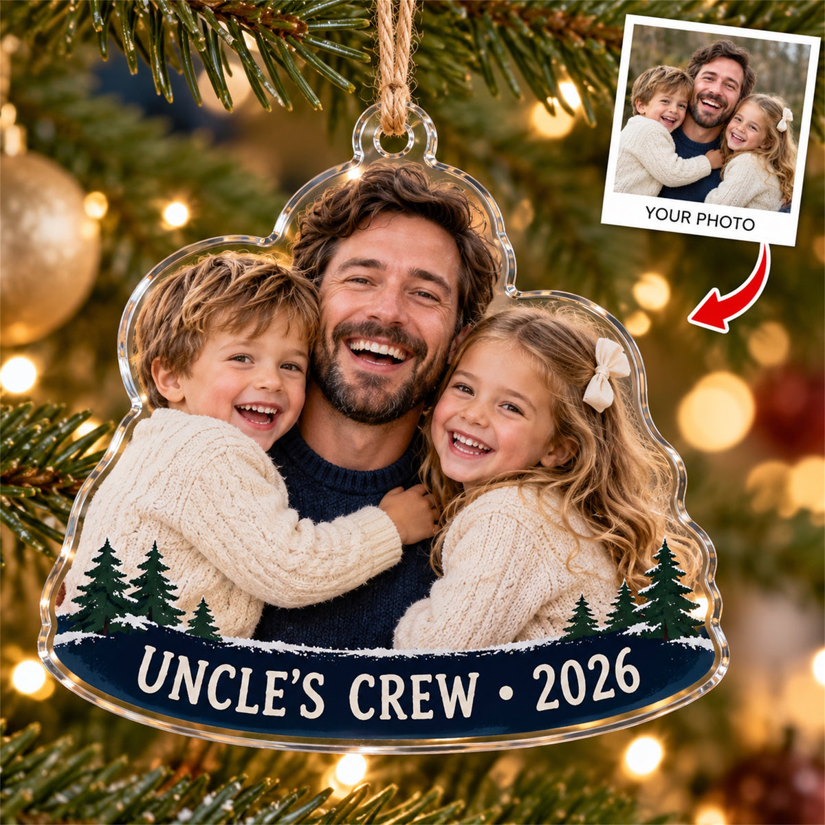 Personalized Uncle Acrylic Ornament - Custom Photo Keepsake - image 1