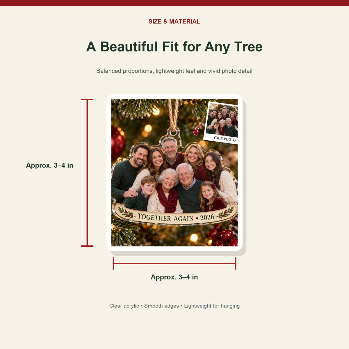 Personalized Family Reunion Acrylic Ornament - Custom Photo Keepsake - image 3