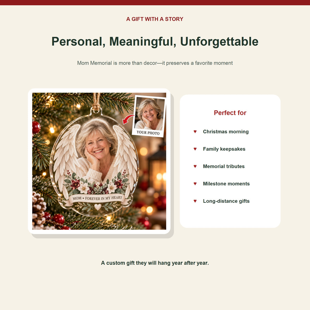 Personalized Mom Memorial Acrylic Ornament - Custom Photo Keepsake - image 5