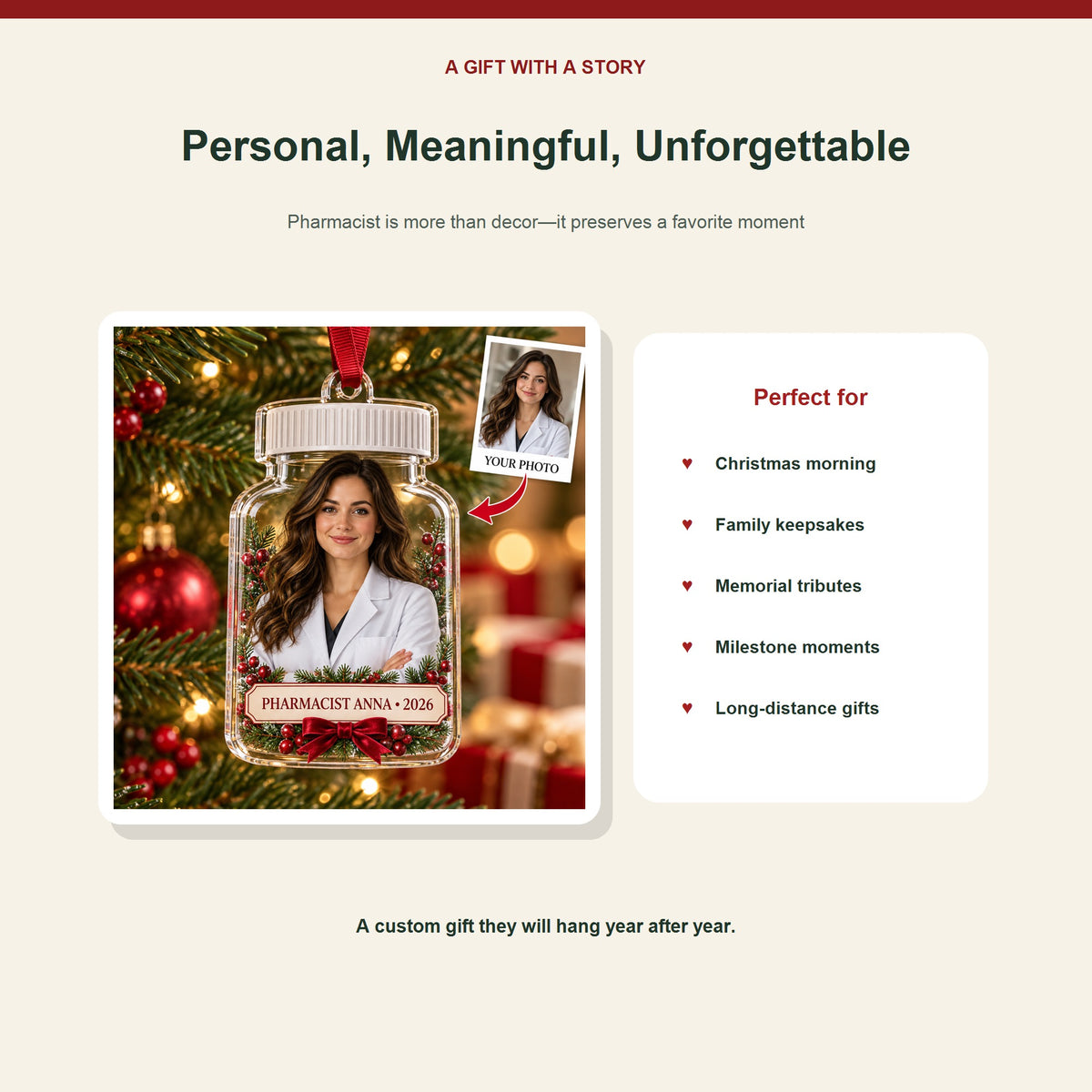 Personalized Pharmacist Photo Acrylic Ornament - Custom Christmas Keepsake - image 5