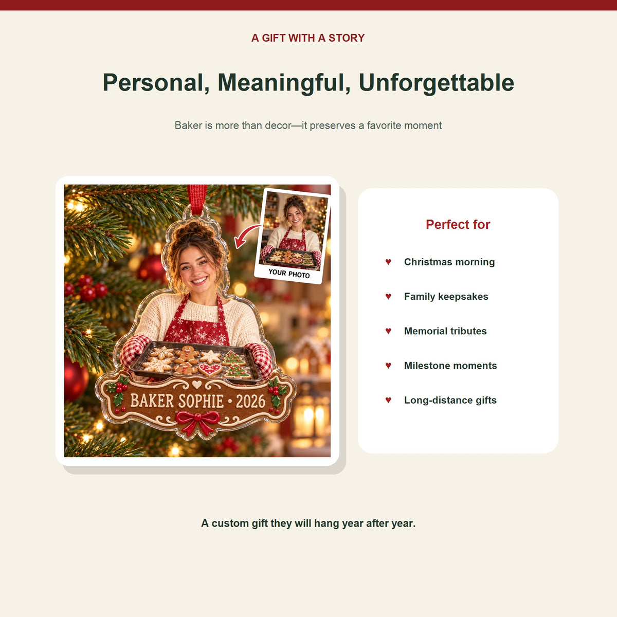 Personalized Baker Photo Acrylic Ornament - Custom Christmas Keepsake - image 5