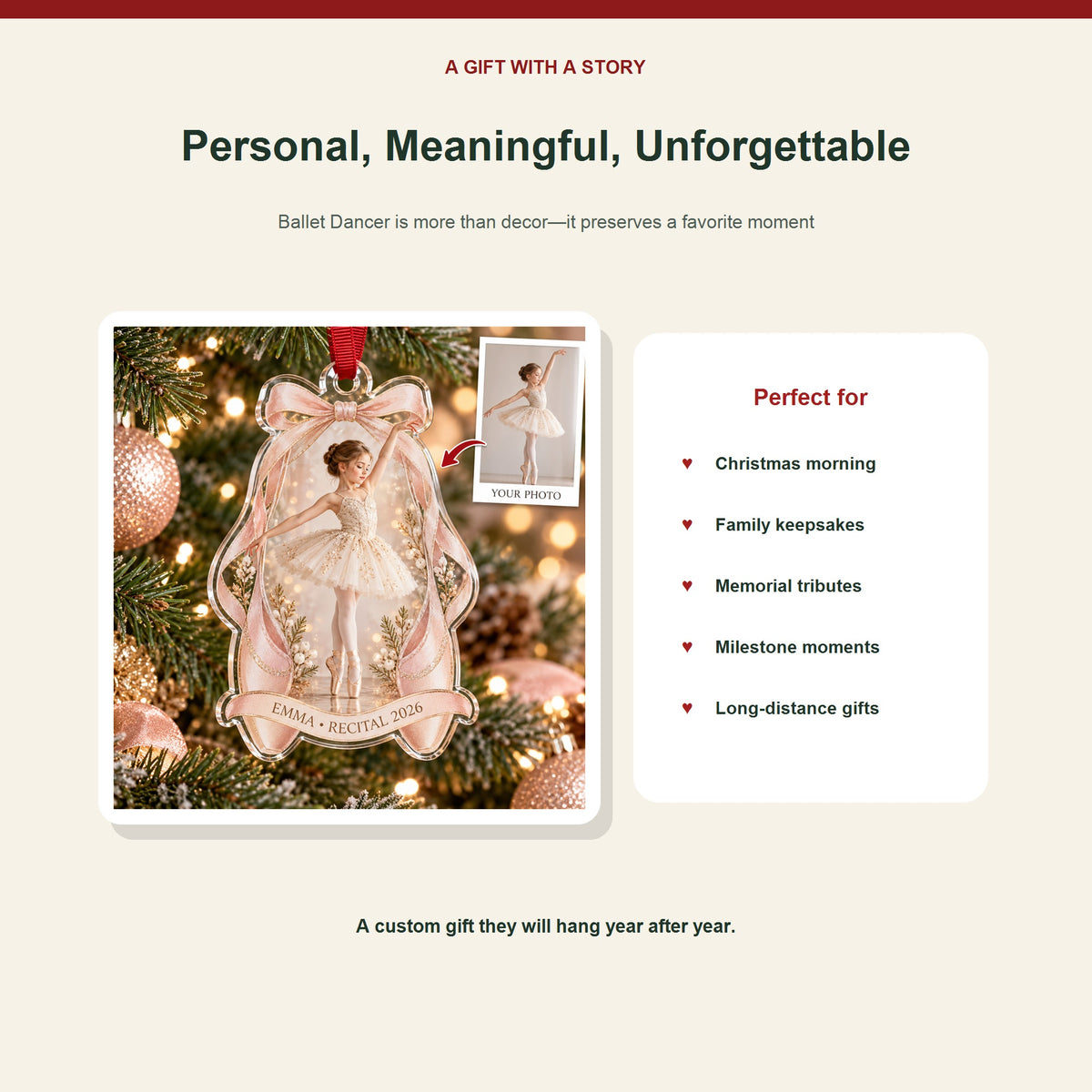 Personalized Ballet Dancer Photo Acrylic Ornament - Custom Athlete Christmas Keepsake - image 5