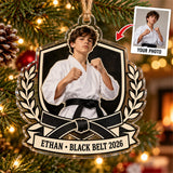 Personalized Martial Arts Photo Acrylic Ornament - Custom Athlete Christmas Keepsake - image 1