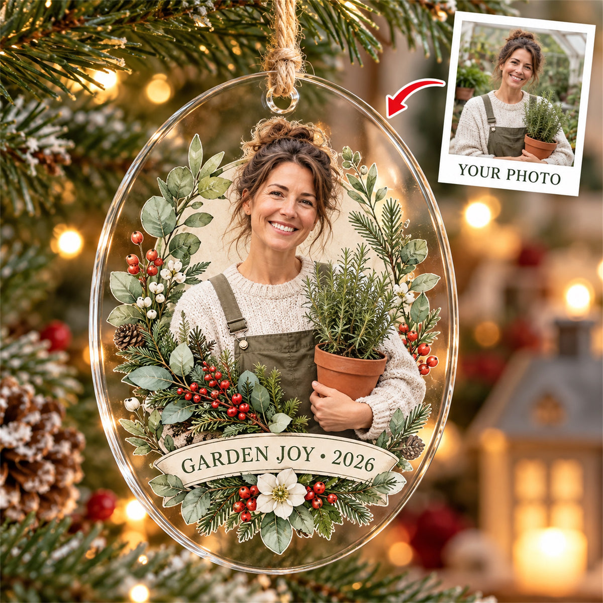 Personalized Gardener Acrylic Ornament - Custom Photo Keepsake - image 1