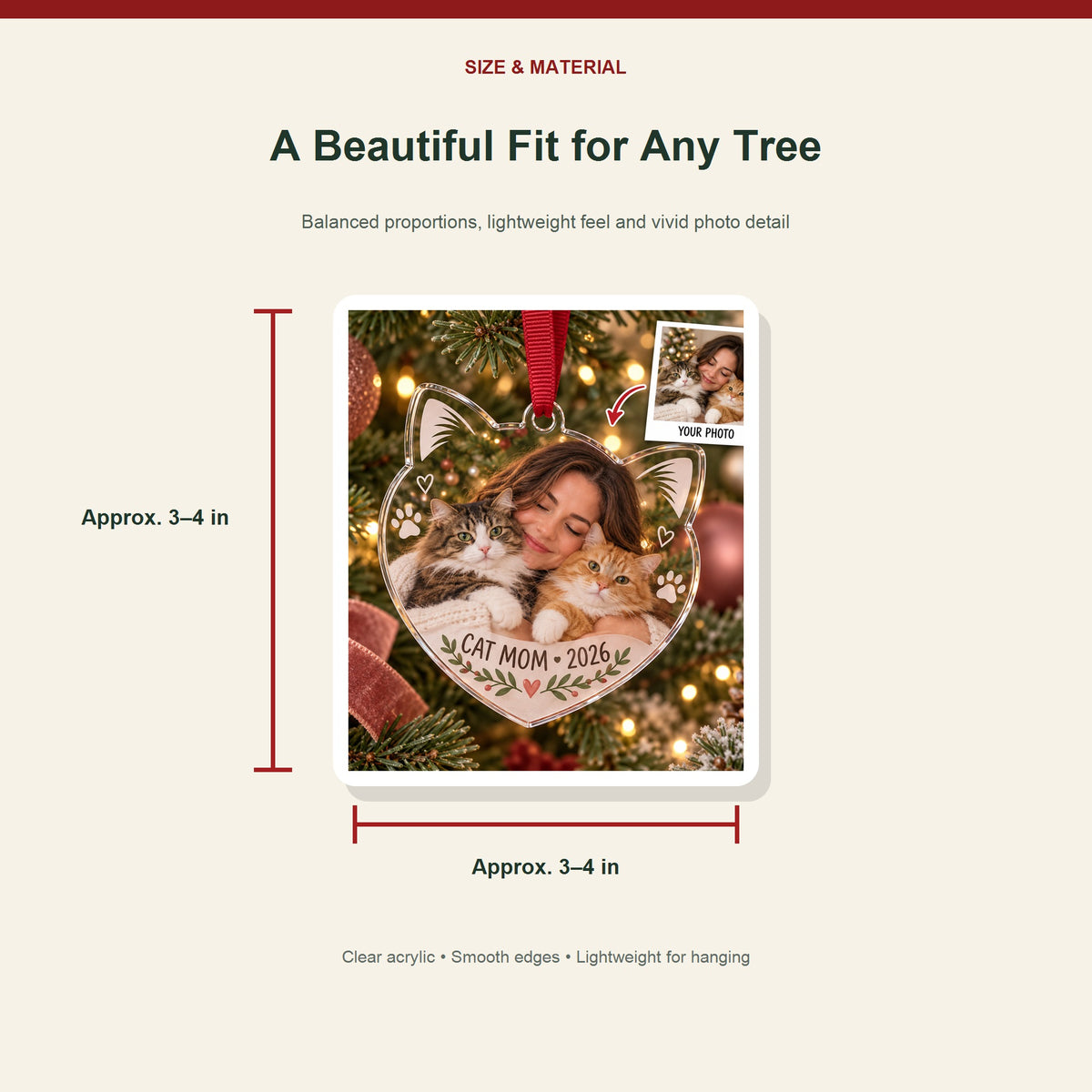 Personalized Cat Mom Acrylic Ornament - Custom Photo Keepsake - image 3