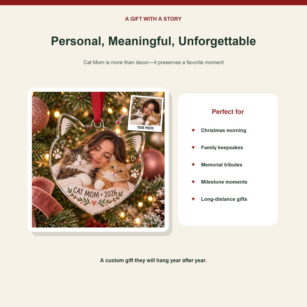 Personalized Cat Mom Acrylic Ornament - Custom Photo Keepsake - image 5