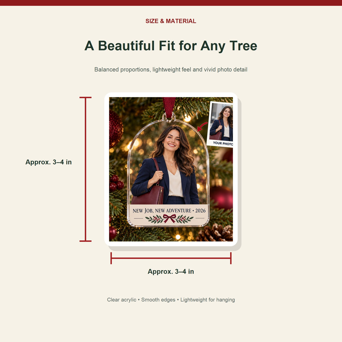 Personalized New Job Promotion Acrylic Ornament - Custom Photo Keepsake - image 3