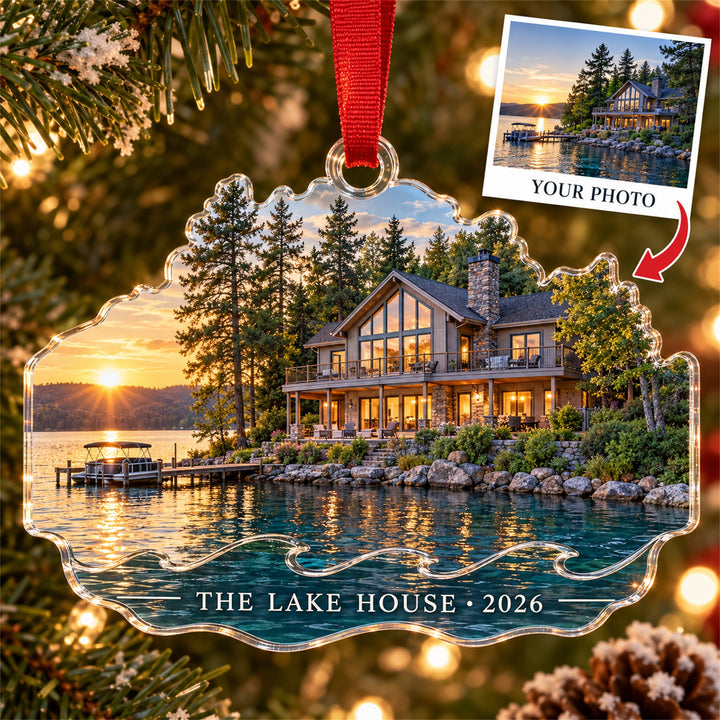 Personalized Lake House Acrylic Ornament - Custom Photo Keepsake - image 1