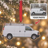 Custom HVAC Service Van Photo Acrylic Ornament - Personalized Vehicle Christmas Keepsake - image 1