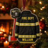 Personalized Firefighter Turnout Gear Acrylic Ornament - Custom Name Christmas Keepsake - image 1
