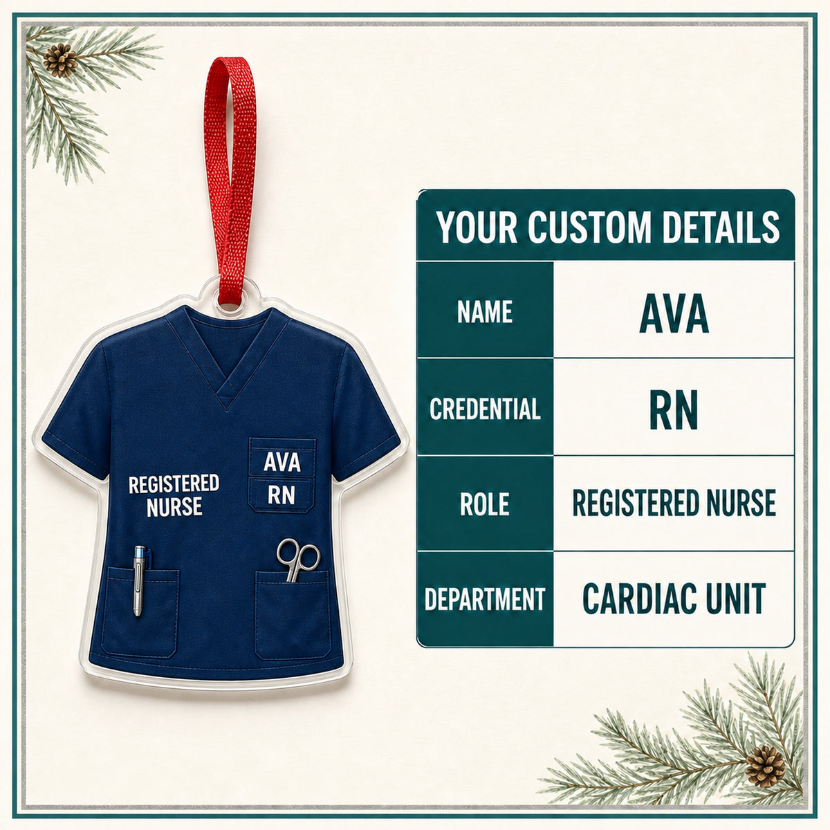 Personalized Registered Nurse Scrubs Acrylic Ornament - Custom Name Christmas Keepsake - image 5
