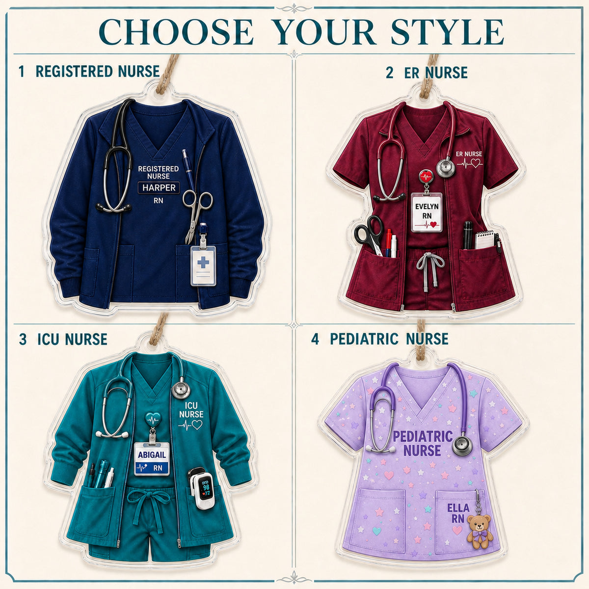Personalized Registered Nurse Scrubs Acrylic Ornament - Custom Name Christmas Keepsake - image 8