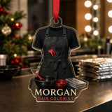 Personalized Barber Hairstylist Apron Acrylic Ornament - Custom Name Christmas Keepsake - image 3
