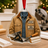 Personalized Carpenter Work Shirt Acrylic Ornament - Custom Name Christmas Keepsake - image 2