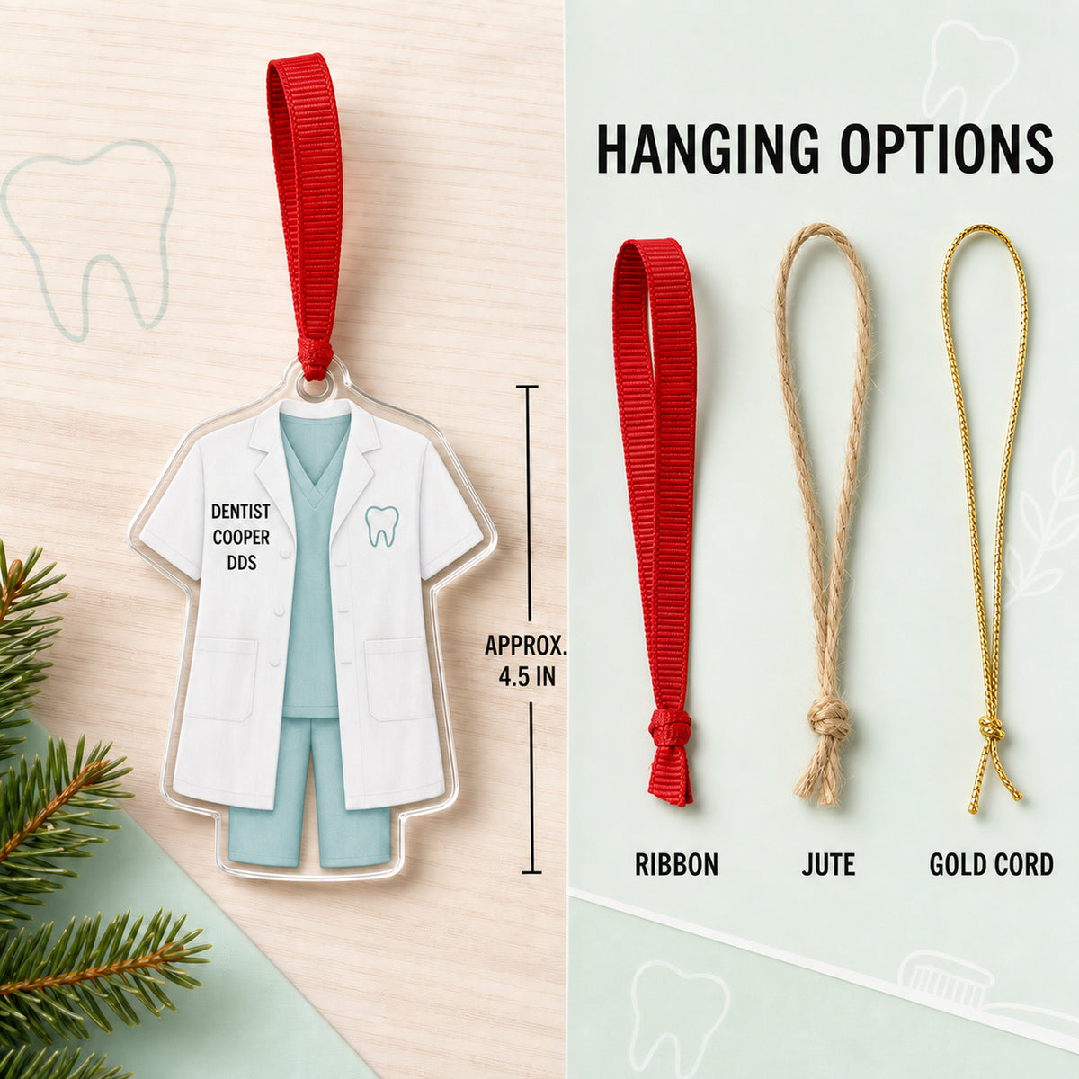 Personalized Dentist Dental Uniform Acrylic Ornament - Custom Name Christmas Keepsake - image 7