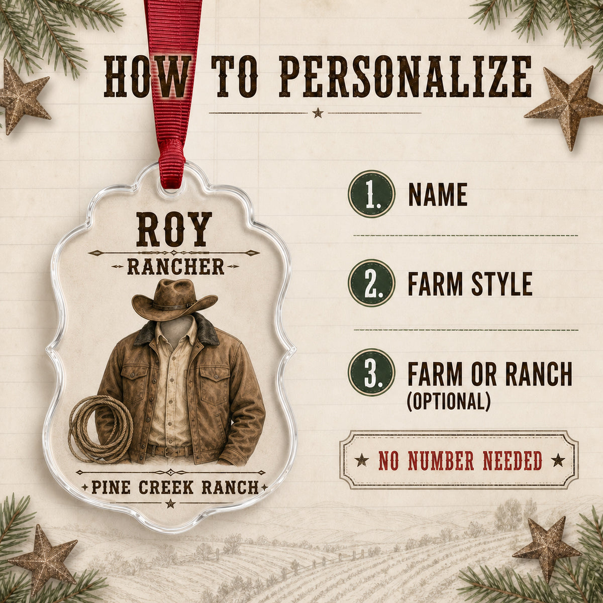Personalized Farmer Rancher Work Shirt Acrylic Ornament - Custom Name Christmas Keepsake - image 5