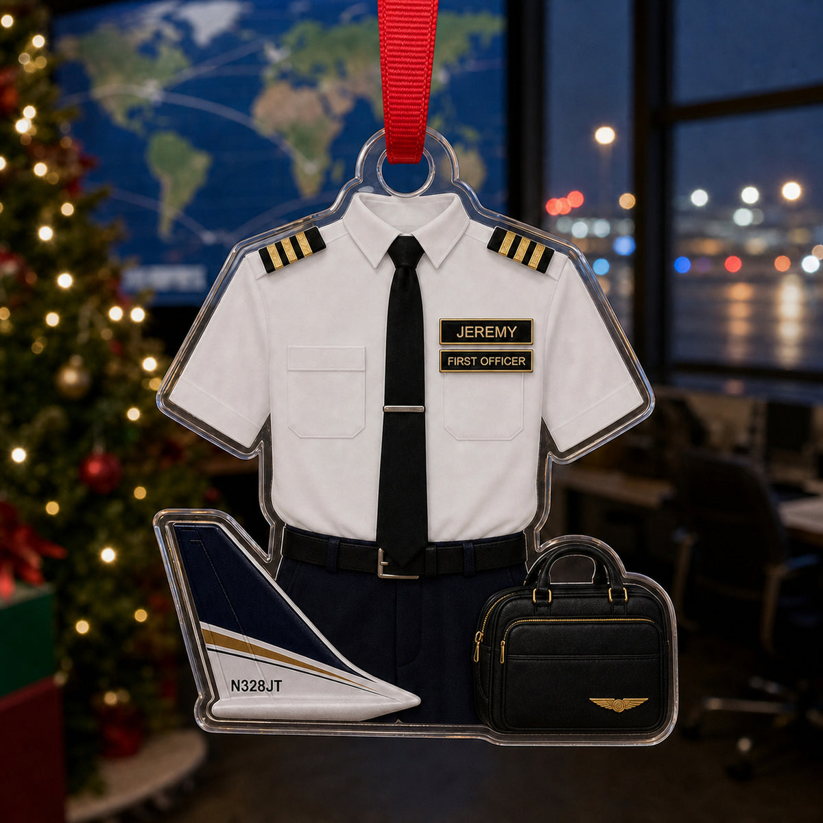 Personalized Pilot Uniform Acrylic Ornament - Custom Name Christmas Keepsake - image 2