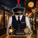 Personalized Railroad Worker Uniform Acrylic Ornament - Custom Name Christmas Keepsake - image 2