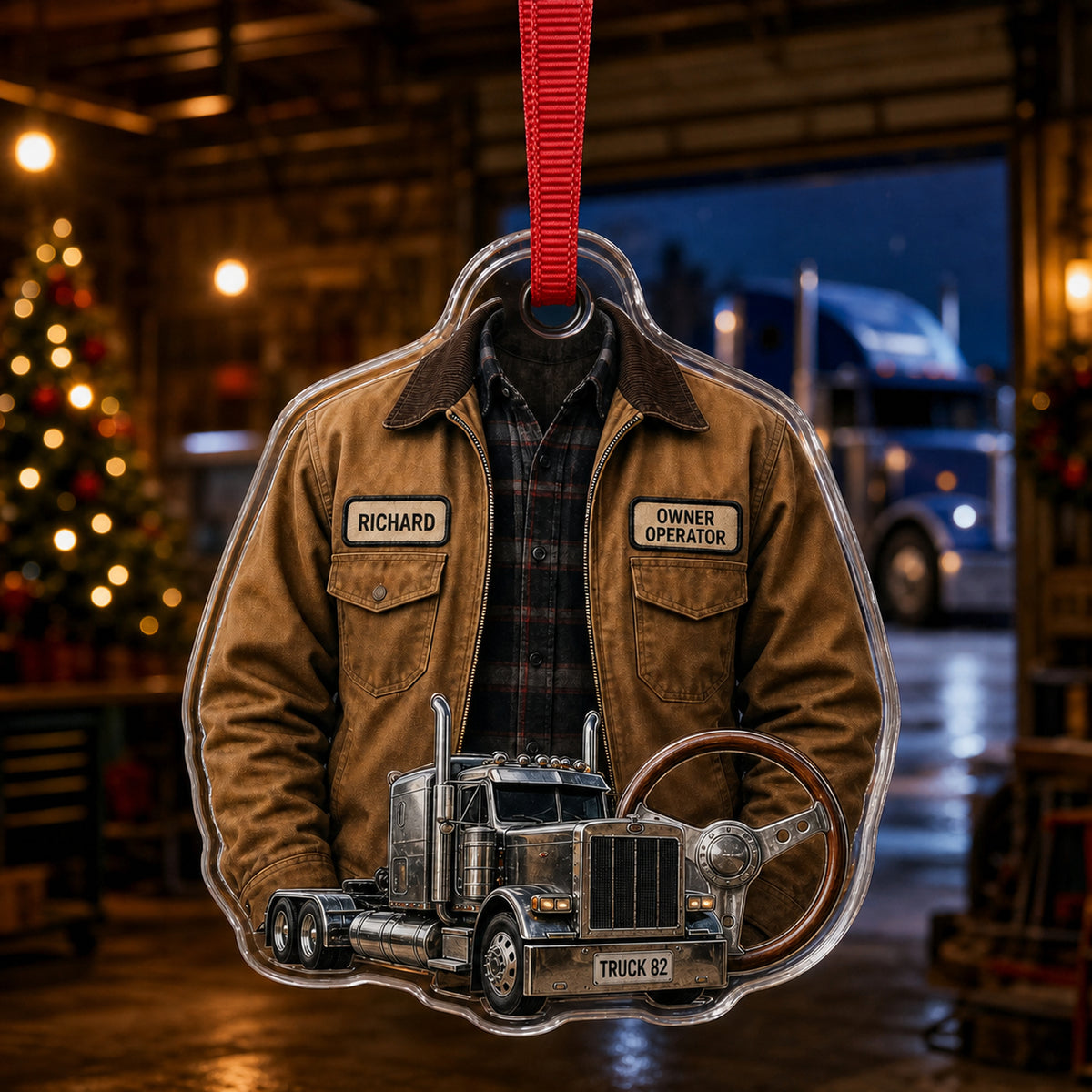 Personalized Truck Driver Uniform Acrylic Ornament - Custom Name Christmas Keepsake - image 2