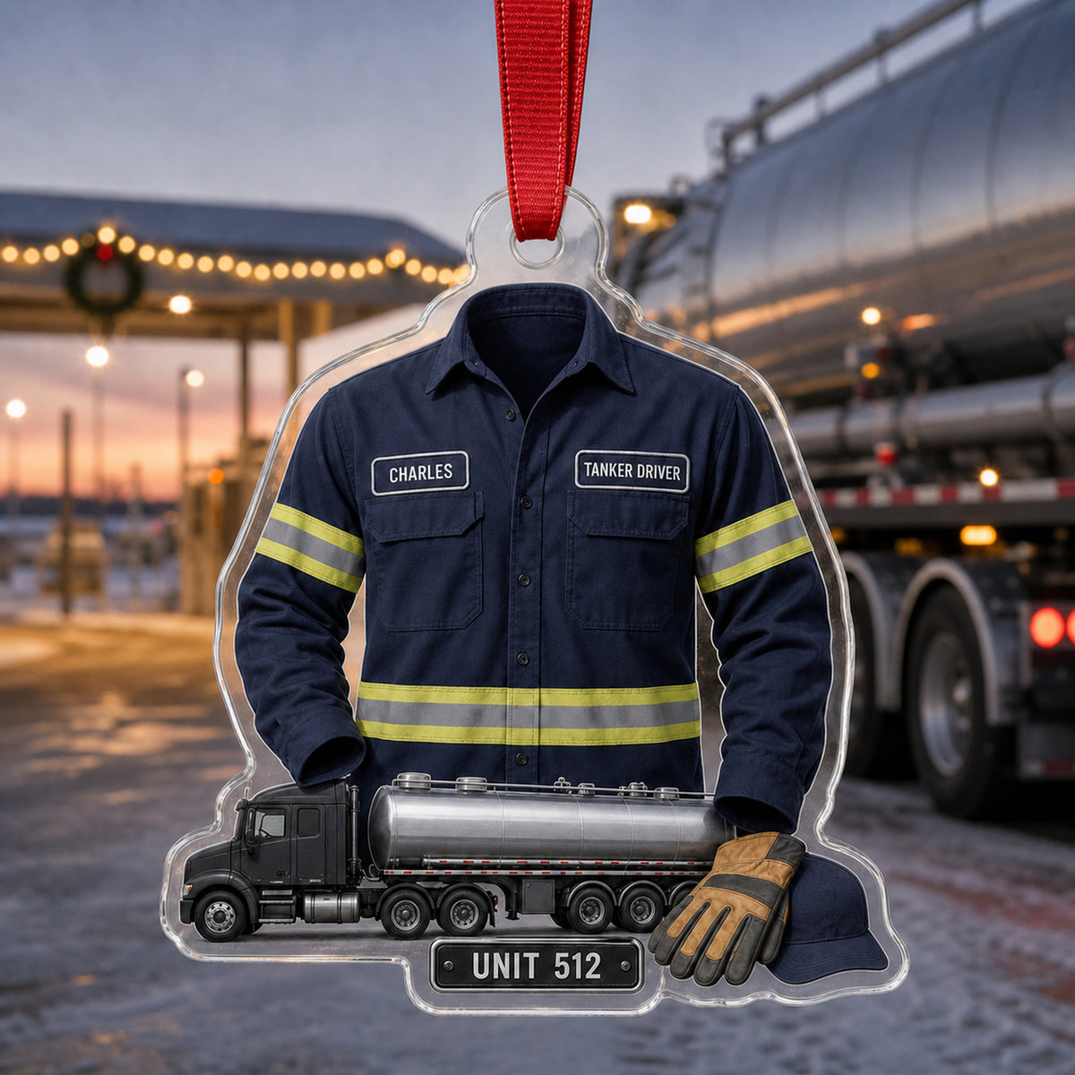 Personalized Truck Driver Uniform Acrylic Ornament - Custom Name Christmas Keepsake - image 3