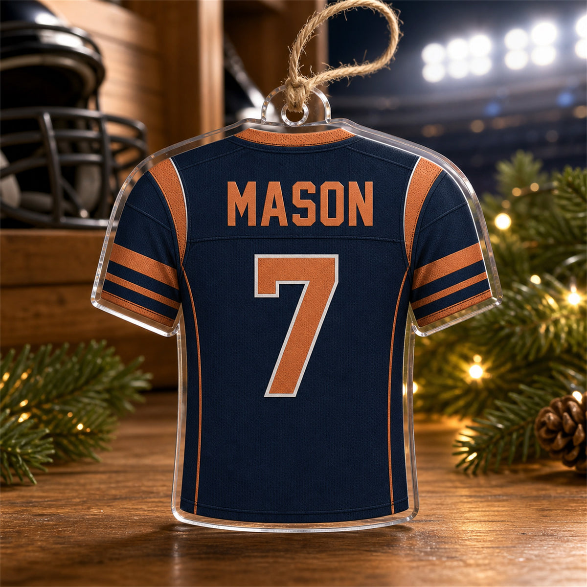 Personalized American Football Photo Acrylic Ornament - Custom Athlete Christmas Keepsake - image 2