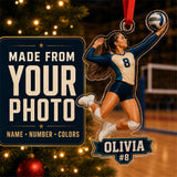Personalized Volleyball Photo Acrylic Ornament - Custom Athlete Christmas Keepsake - image 1