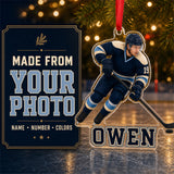 Personalized Ice Hockey Photo Acrylic Ornament - Custom Athlete Christmas Keepsake - image 1