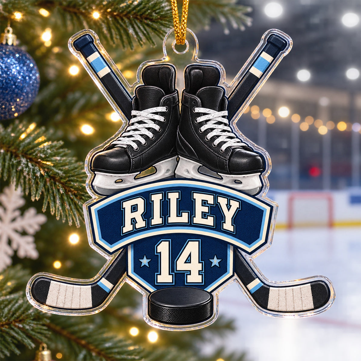 Personalized Ice Hockey Photo Acrylic Ornament - Custom Athlete Christmas Keepsake - image 3