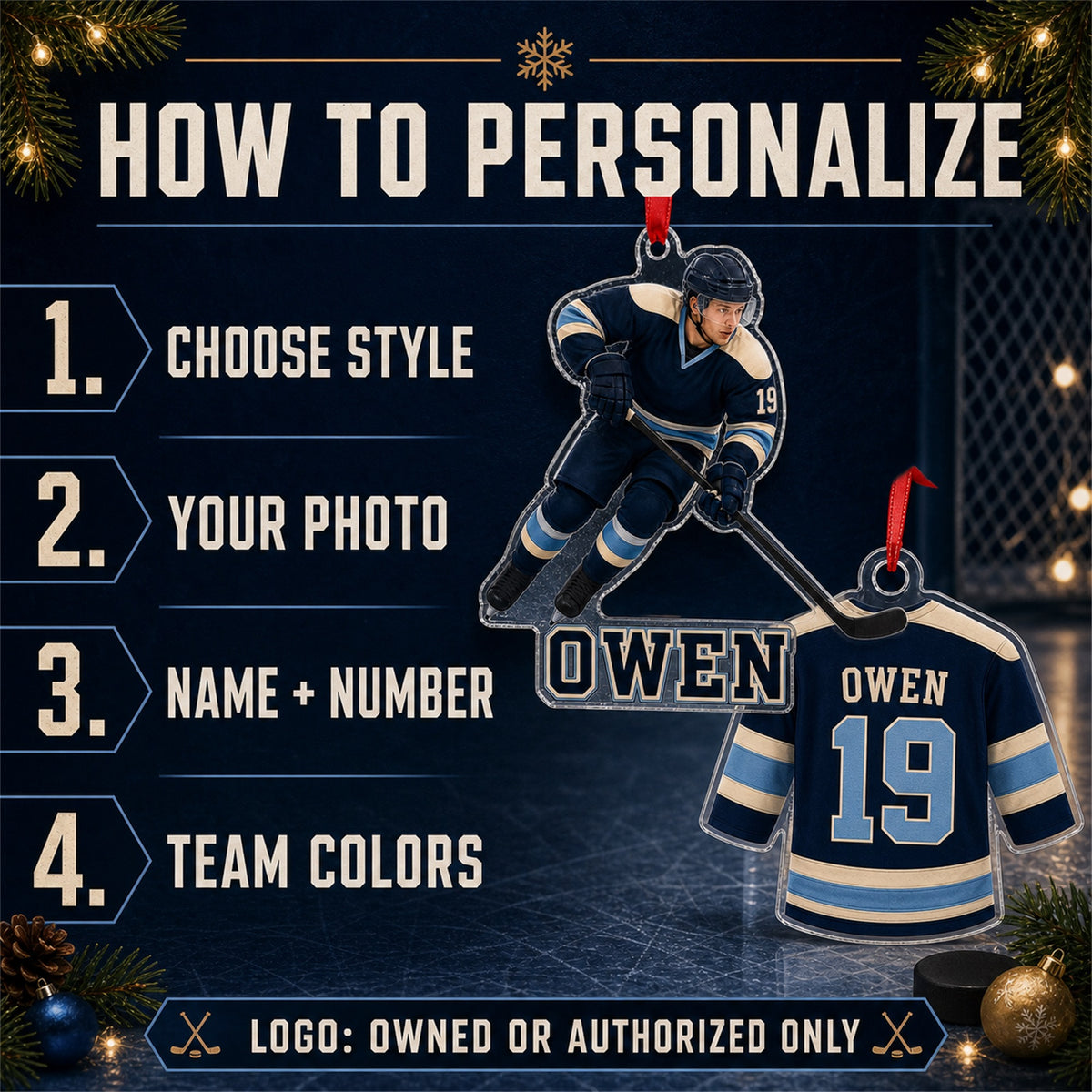 Personalized Ice Hockey Photo Acrylic Ornament - Custom Athlete Christmas Keepsake - image 5