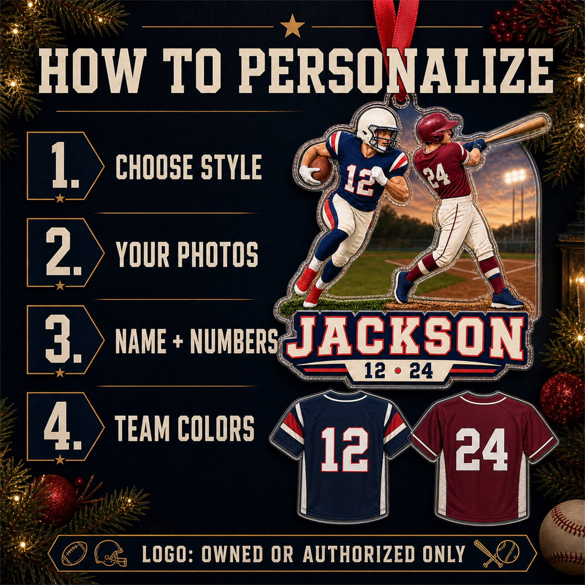Personalized Multi Sport Athlete Photo Acrylic Ornament - Custom Athlete Christmas Keepsake - image 5