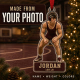 Personalized Wrestling Photo Acrylic Ornament - Custom Athlete Christmas Keepsake - image 1