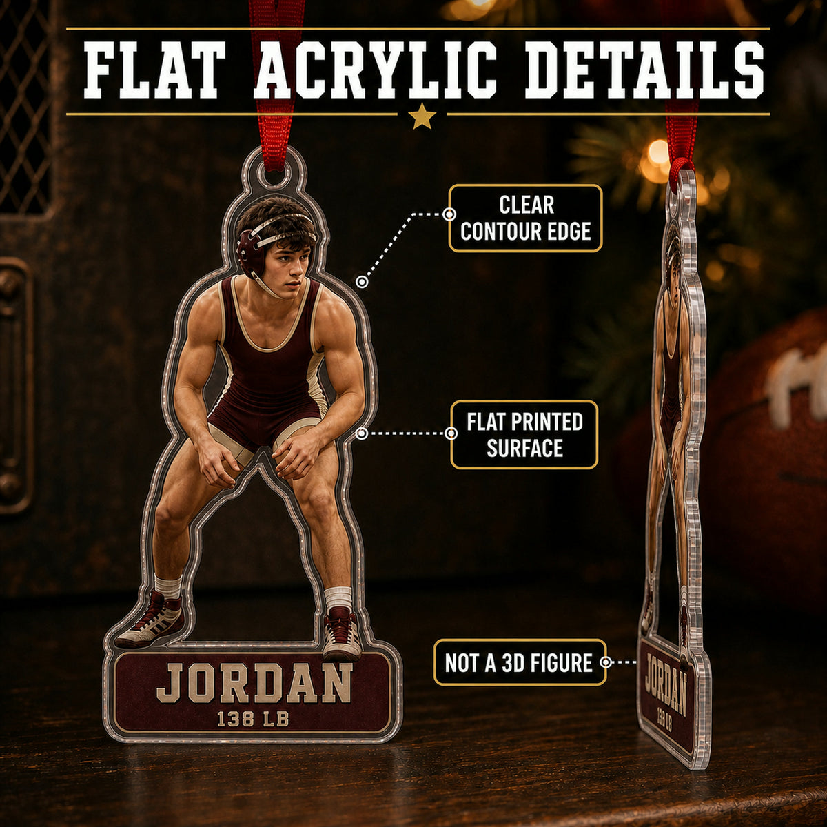 Personalized Wrestling Photo Acrylic Ornament - Custom Athlete Christmas Keepsake - image 6