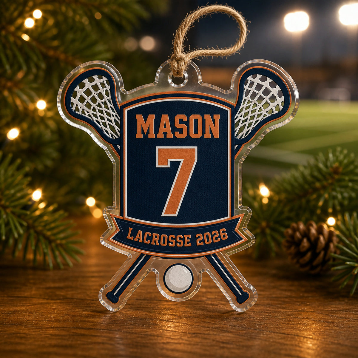 Personalized Lacrosse Photo Acrylic Ornament - Custom Athlete Christmas Keepsake - image 2