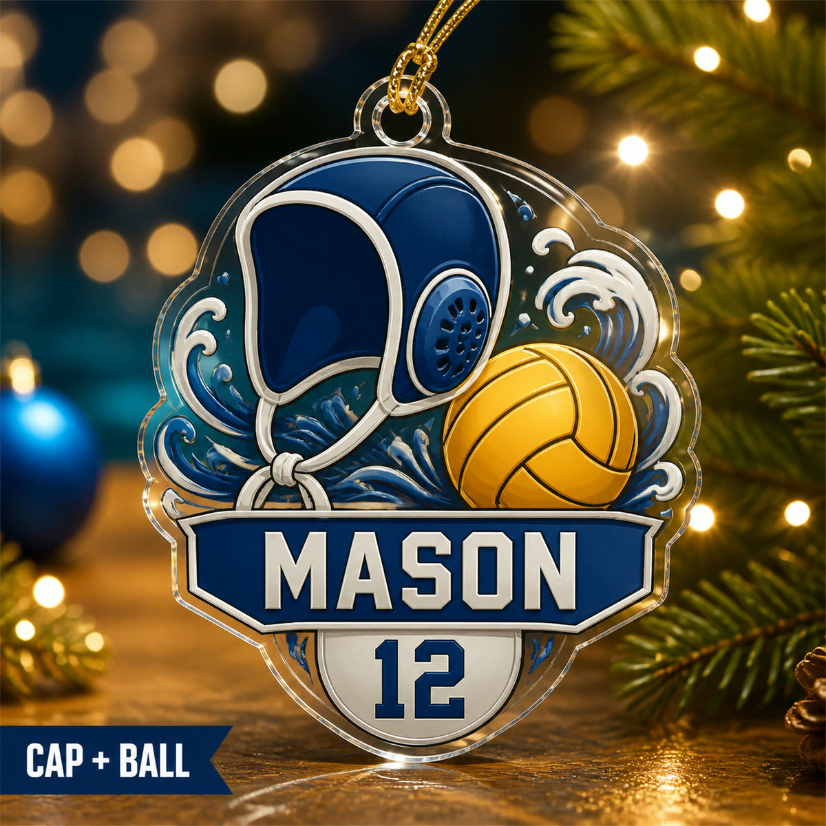 Personalized Water Polo Photo Acrylic Ornament - Custom Athlete Christmas Keepsake - image 2
