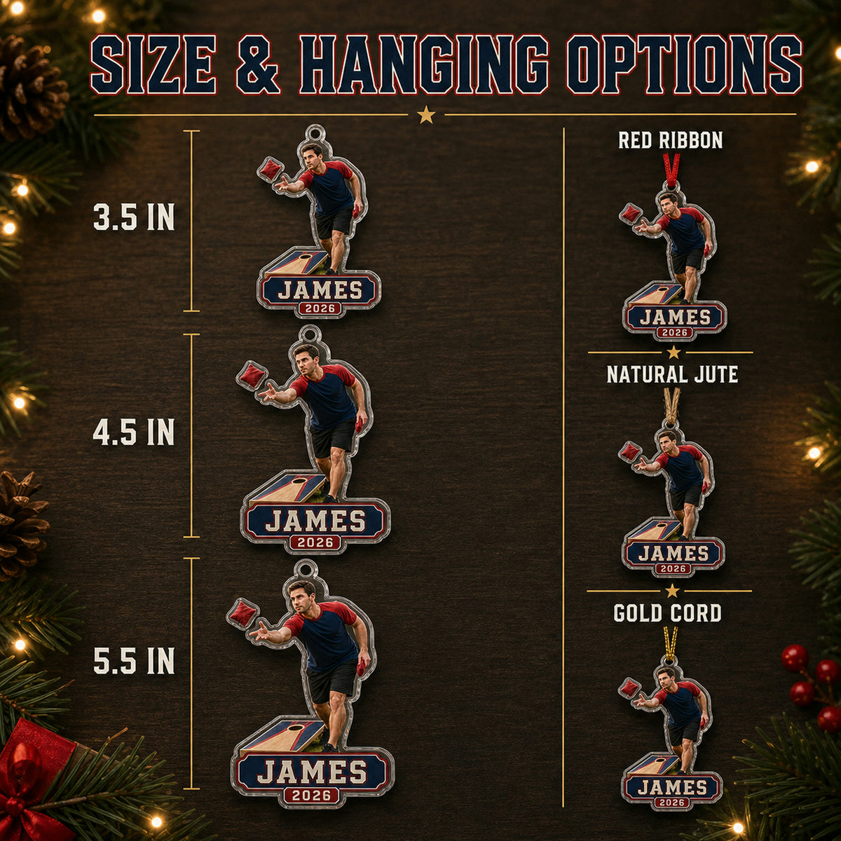 Personalized Cornhole Photo Acrylic Ornament - Custom Athlete Christmas Keepsake - image 7
