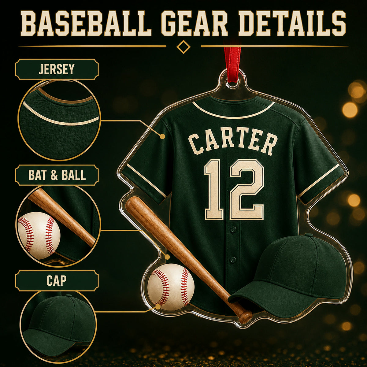 Personalized Baseball Jersey Acrylic Ornament - Custom Name and Number - image 4