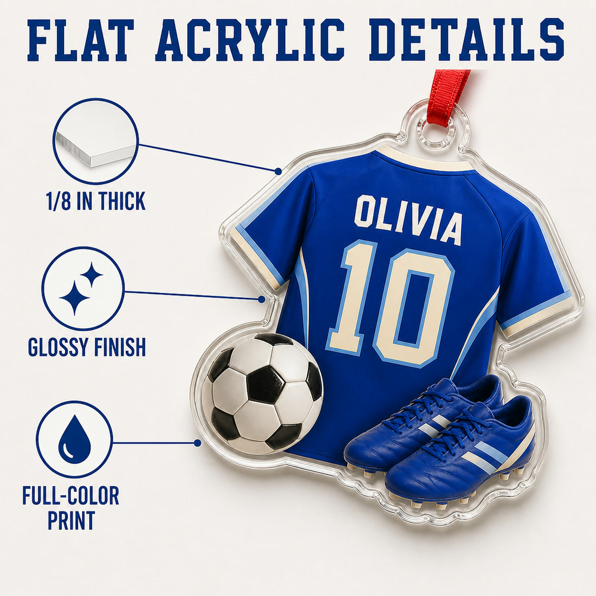 Personalized Soccer Jersey Acrylic Ornament - Custom Name and Number - image 6